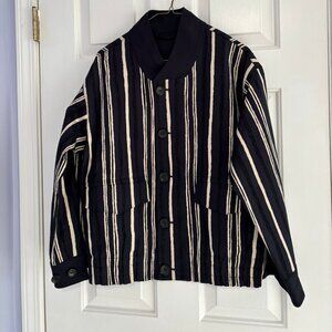 Cerruti 1881 Vertical Stripe Bomber Jacket - Cotton Wool Blend - Size 46